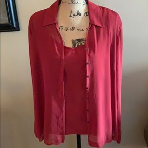 Liz Claiborne Burgundy Blouse and Tank Sz Large